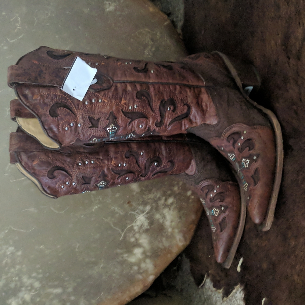 CORRAL C1104 Distressed brown/python cowgirl boot… - image 2